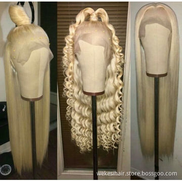 30 inch 613 full lace wig human hair virgin 13x6 613 transparent hd lace frontal wigs, 613 blonde cuticle aligned lace front wig